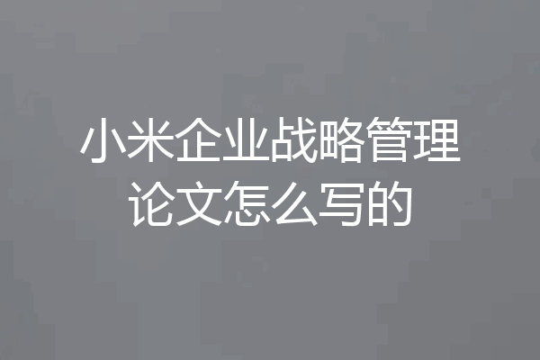 小米企业战略管理论文怎么写的