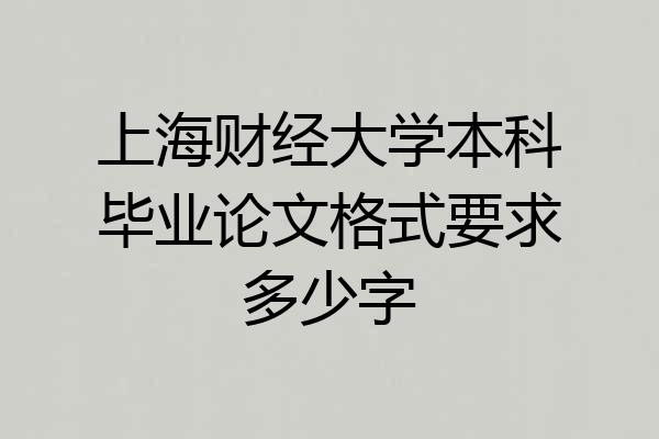 上海财经大学本科毕业论文格式要求多少字