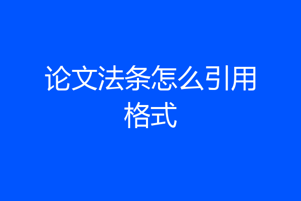 论文法条怎么引用格式