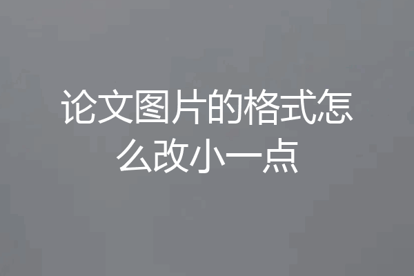 论文图片的格式怎么改小一点