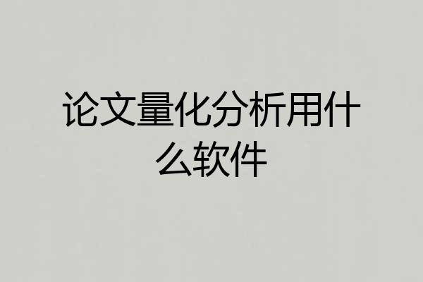论文量化分析用什么软件