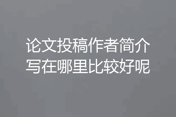论文投稿作者简介写在哪里比较好呢