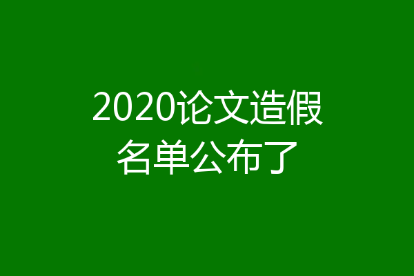 2020论文造假名单公布了