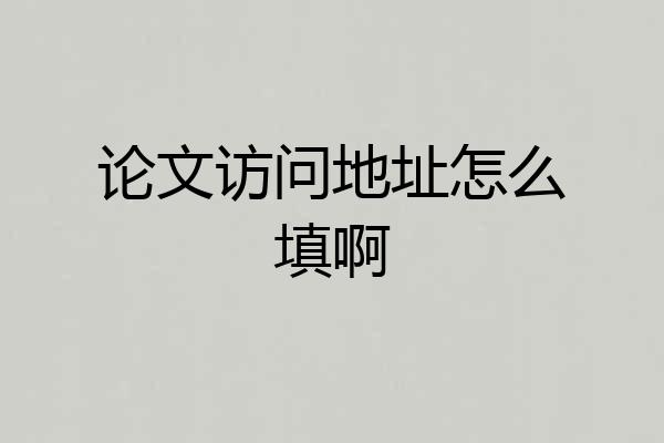 论文访问地址怎么填啊