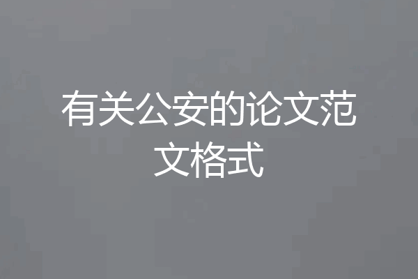 有关公安的论文范文格式