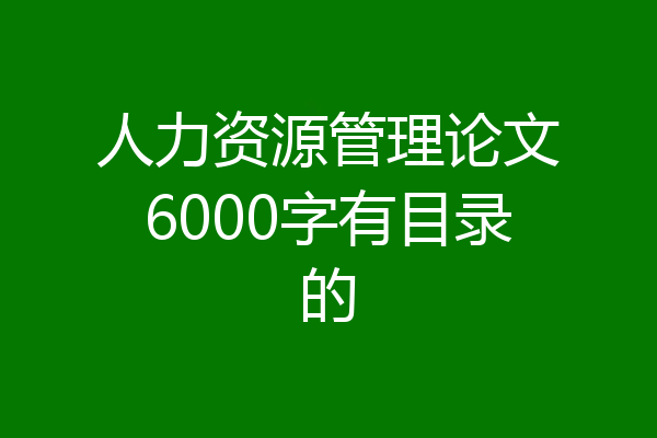 人力资源管理论文6000字有目录的