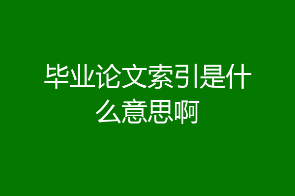 毕业论文索引是什么意思啊