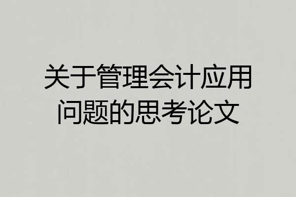 关于管理会计应用问题的思考论文