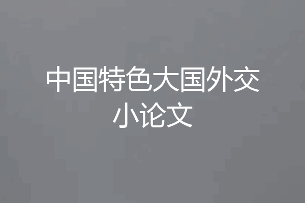 中国特色大国外交小论文