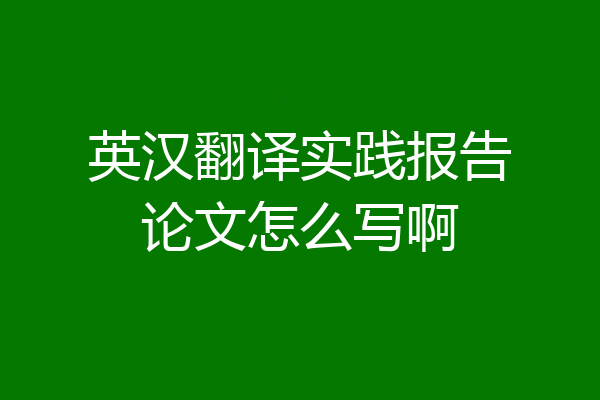 英汉翻译实践报告论文怎么写啊