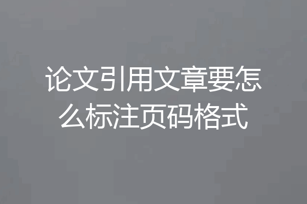 论文引用文章要怎么标注页码格式
