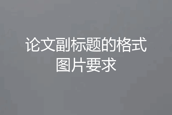 论文副标题的格式图片要求