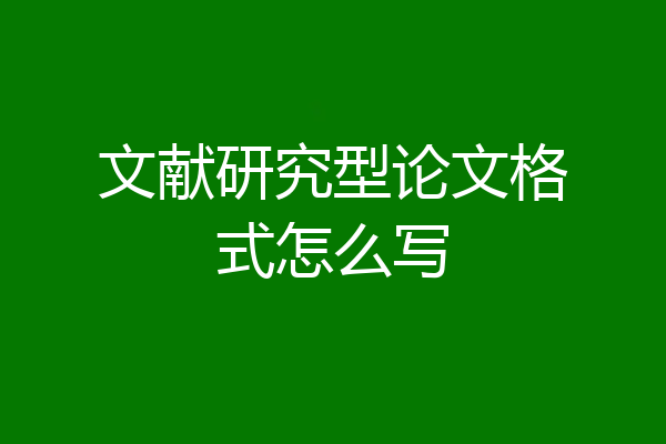 文献研究型论文格式怎么写