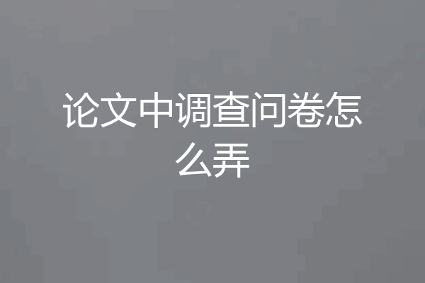 论文中调查问卷怎么弄