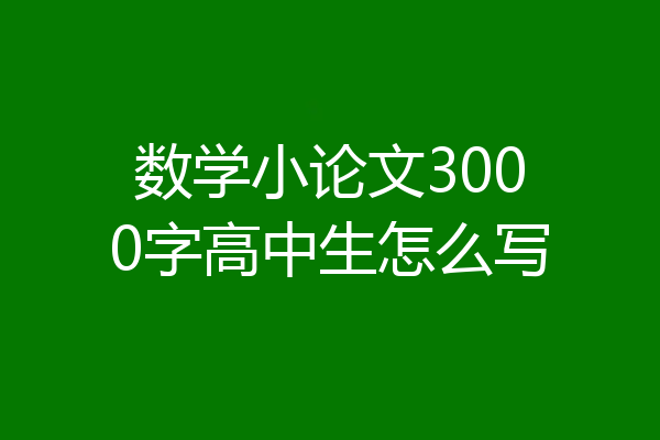 数学小论文3000字高中生怎么写