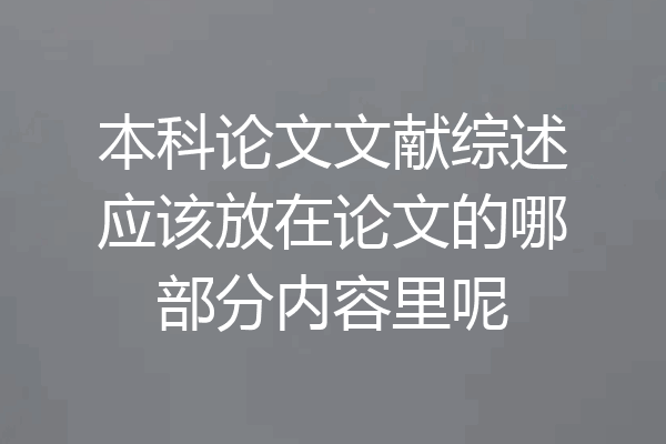 本科论文文献综述应该放在论文的哪部分内容里呢