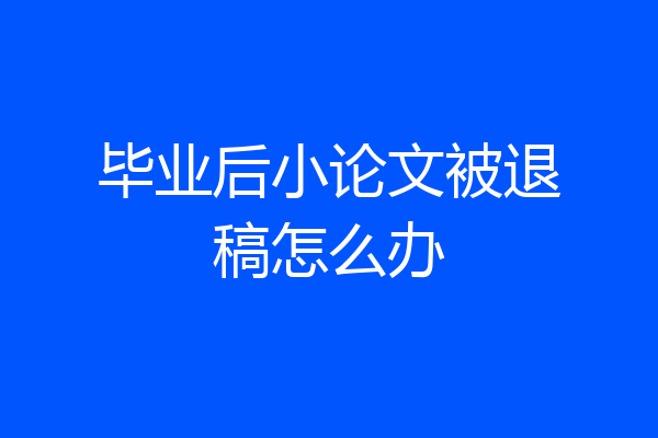 毕业后小论文被退稿怎么办
