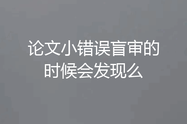 论文小错误盲审的时候会发现么