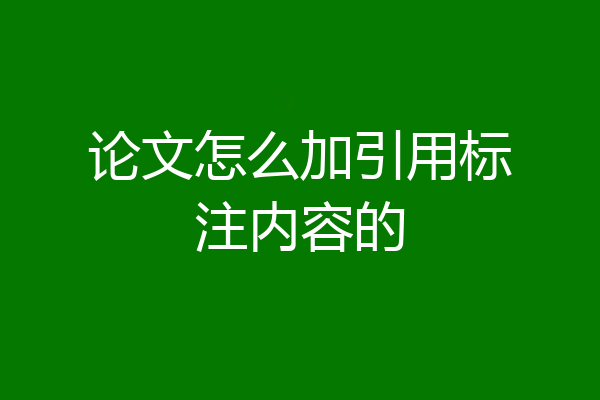 论文怎么加引用标注内容的