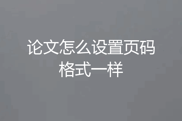 论文怎么设置页码格式一样
