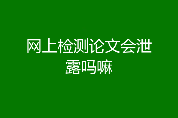 网上检测论文会泄露吗嘛