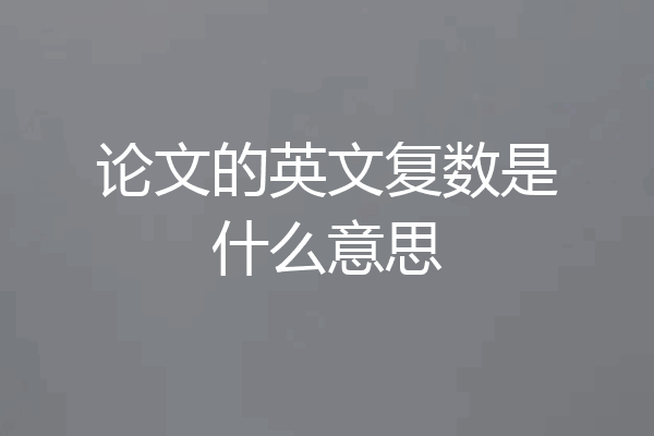 论文的英文复数是什么意思