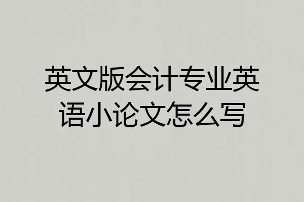 英文版会计专业英语小论文怎么写