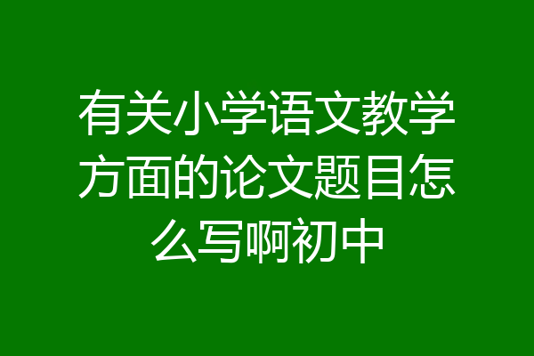 有关小学语文教学方面的论文题目怎么写啊初中