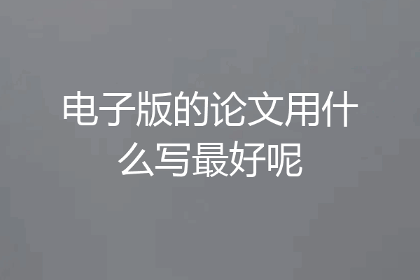 电子版的论文用什么写最好呢