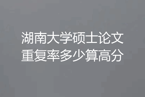 湖南大学硕士论文重复率多少算高分