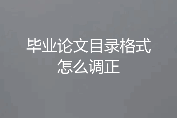 毕业论文目录格式怎么调正
