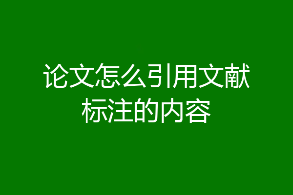 论文怎么引用文献标注的内容