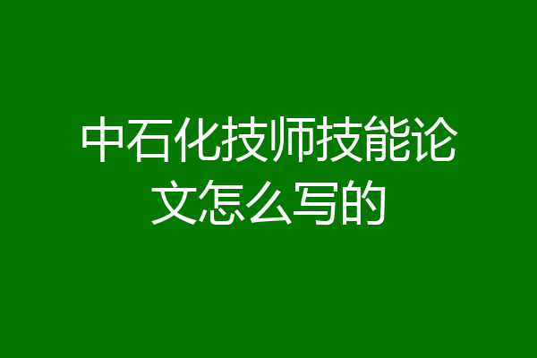 中石化技师技能论文怎么写的