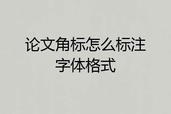 论文角标怎么标注字体格式