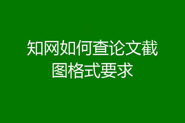 知网如何查论文截图格式要求
