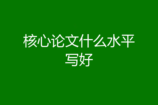 核心论文什么水平写好