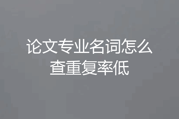 论文专业名词怎么查重复率低