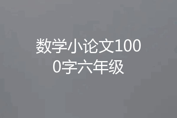 数学小论文1000字六年级