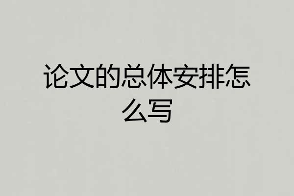 论文的总体安排怎么写