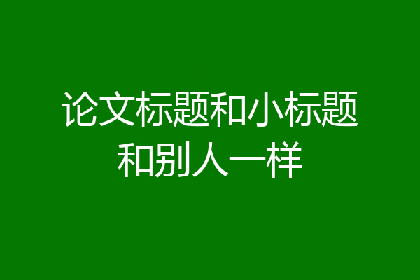 论文标题和小标题和别人一样