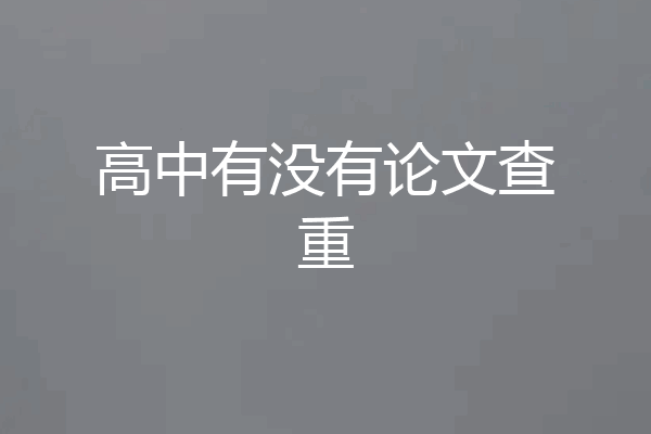 高中有没有论文查重