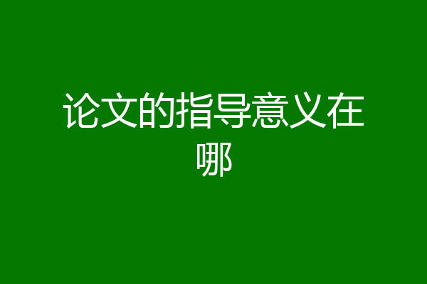 论文的指导意义在哪
