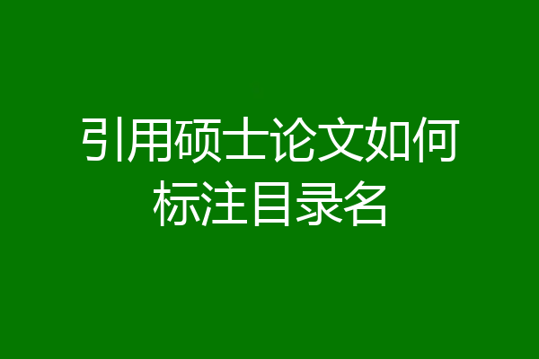 引用硕士论文如何标注目录名