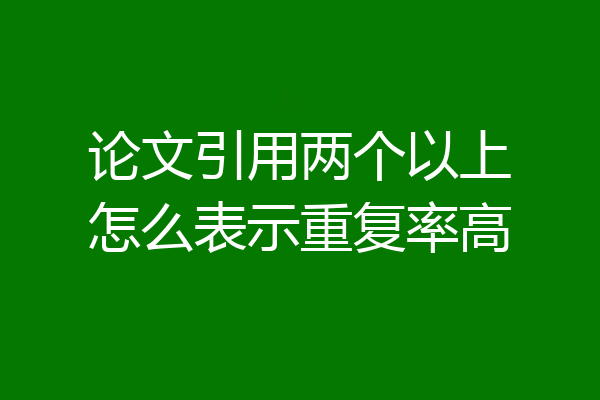 论文引用两个以上怎么表示重复率高