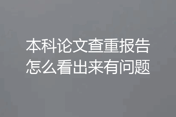 本科论文查重报告怎么看出来有问题