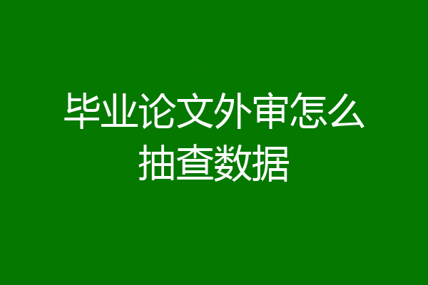 毕业论文外审怎么抽查数据