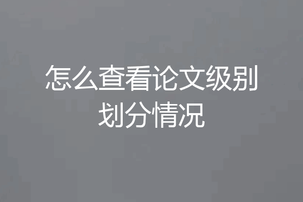 怎么查看论文级别划分情况