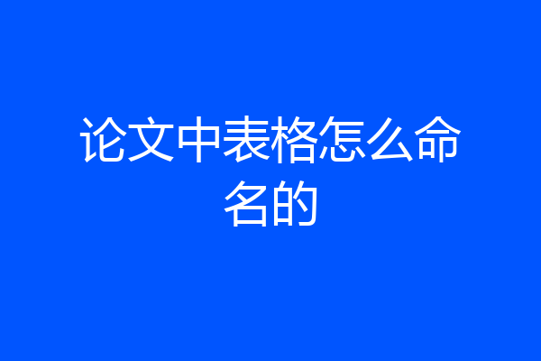 论文中表格怎么命名的
