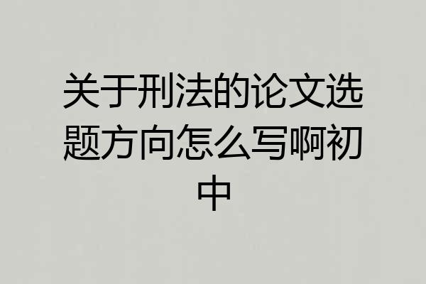 关于刑法的论文选题方向怎么写啊初中