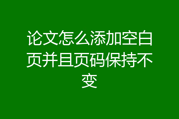 论文怎么添加空白页并且页码保持不变
